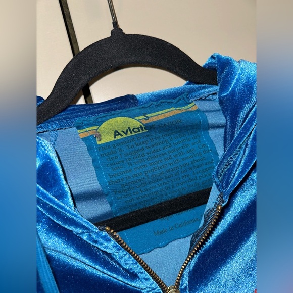 Aviator Nation Classic Velvet Zip Blue Rainbow Stripes Hoodie Size Small - Picture 2 of 4